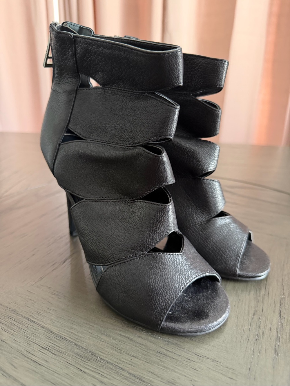 Charles by Charles David Size 5 Black Cage Strappy Stiletto Heels Sandals